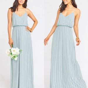 SMYM Victoria Maxi Dress in Silver sage beaded XL